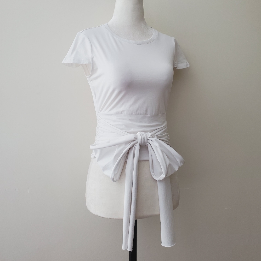 Cinq à Sept Ruched Bow Crop Top